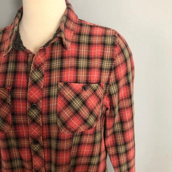 Junk Food Peace Sign Orange Flannel Button Up - Picture 5 of 9